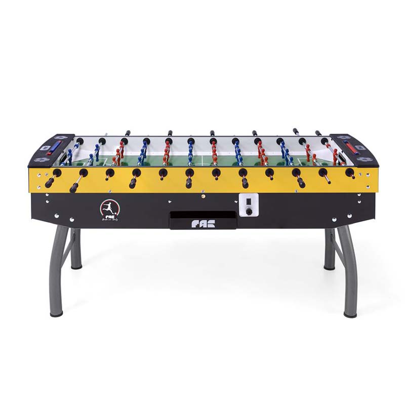 FAS Pendezza Orobic Yellow-Black Six Player Foosball Table Side View Image