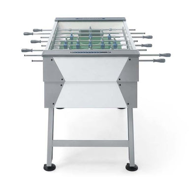 FAS Pendezza Rainbow Glass Top Gray-White Foosball Table Front View Image