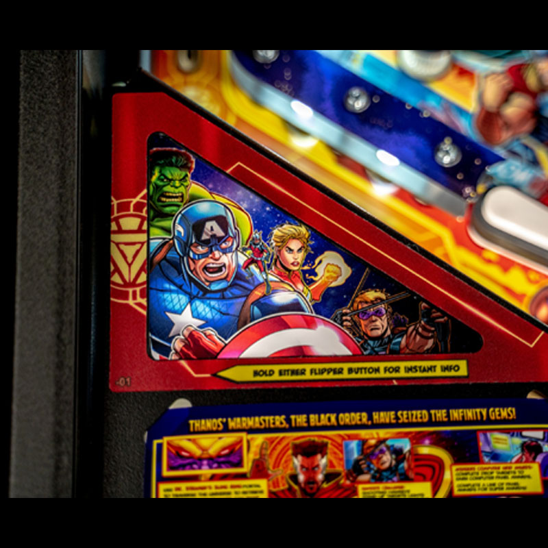 Stern Avengers Infinity Quest Premium Pinball Machine Left Corner