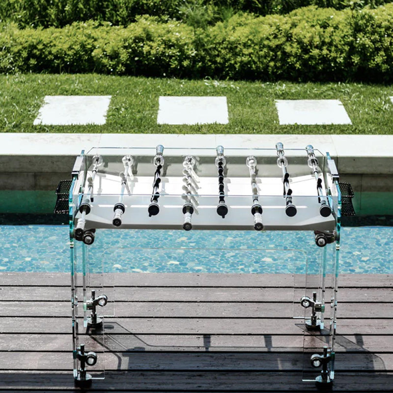 Teckell Cristallino White Outdoor Foosball Table From Distance